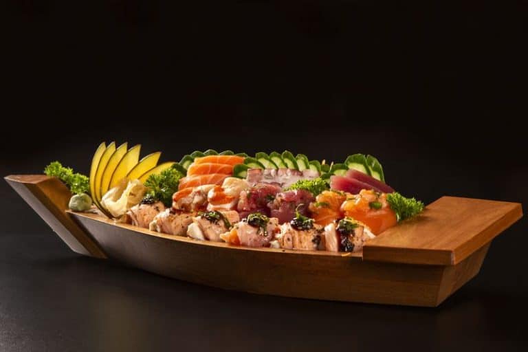 Japanese food combo in black background